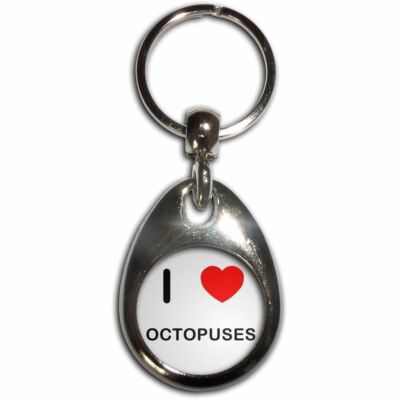 Octopuses I Love Herz Träne Tropfen Metall Schlüsselanhänger (43 mm x 33 mm)