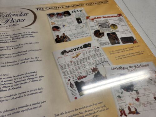 Páginas de calendario originales Creative Memories 12 x 12 pulgadas, 6 hojas 12 páginas nuevo en paquete - Imagen 1 de 3