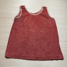 Vintage 70s Monsanto Terry Towel Tank Top Babydoll Large Rust Ringer Beach