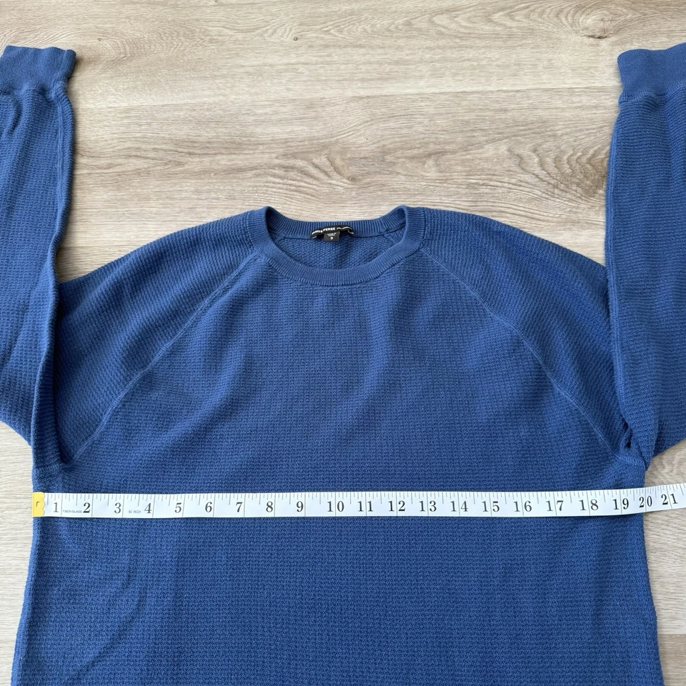 James Perse Mens Thermal Knit Raglan Sweatshirt Blue Pigment Dye Size 3 Fits M - Image 3 of 4