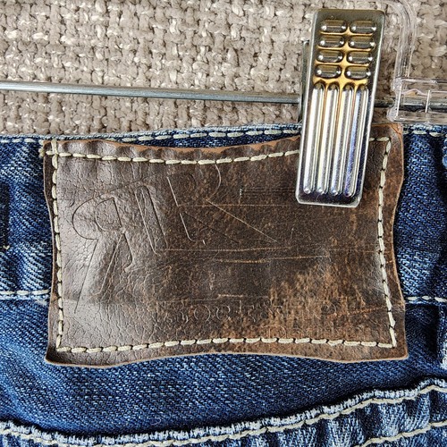 Rock & Roll Cowboy Jeans Mens 34x34 Blue Double Barrel Distressed Relax Bootcut - Picture 9 of 16