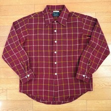 Vintage Sears Premiere Collection Large Plaid Wool Button Down Shirt Mens 1960s