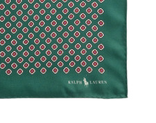 POLO RALPH LAUREN SILK TWILL POCKET SQUARE NEAT GREEN ITALY 95