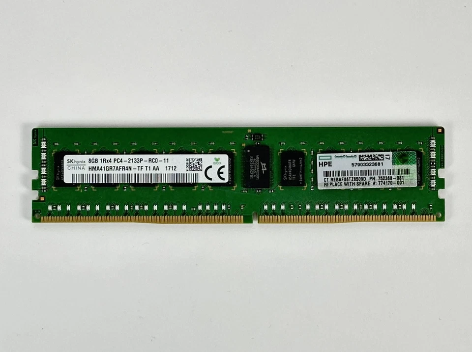 HPE HP 1x 8GB 1Rx4 PC4-2133P-R Reg RDIMM ECC DDR4 Server RAM Memory 752368-081 - Image 2 of 4