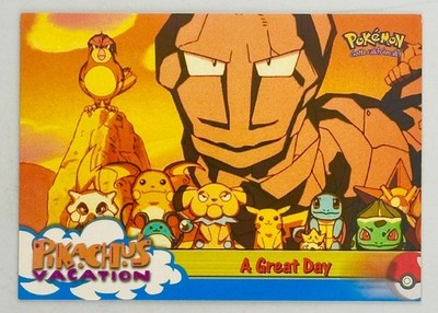 NEVER PLAYED Pokemon Topps Pikachu s Vacation 58 A Great Day Blue Logo HI Gloss