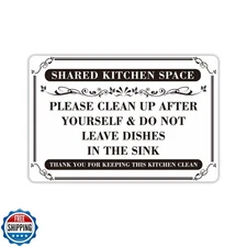 Clean Up After Yourself Sign, Waterproof Durable Do Not Leave Dishes In The S