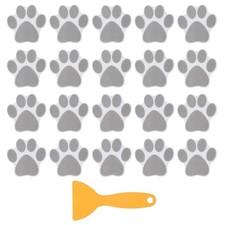 20 Pcs Non Slip Bathtub Stickers with Scraper Paw Footprint Anti Slip Gray