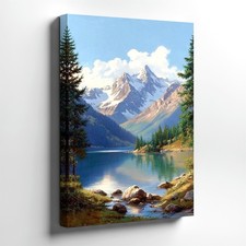 Wall Art Mountain Lake Landscape Print Forest Path Nature Scenic Home Decor