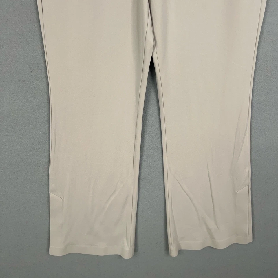 Брюки спортивные женские маленькие миниатюрные бежевые венецианские брюки с высоким подъемом с карманами на молнии расклешенные - Изображение 3 из 4