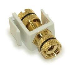 Keystone Jack Insert/Coupler: Speaker  Banana Plug type w/BLACK Ring  White