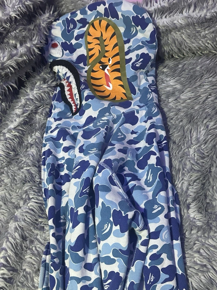 BAPE Hoodie Long Sleeve Full Zip Sweatshirt Light Blue Men Size Medium - Image 2 of 4