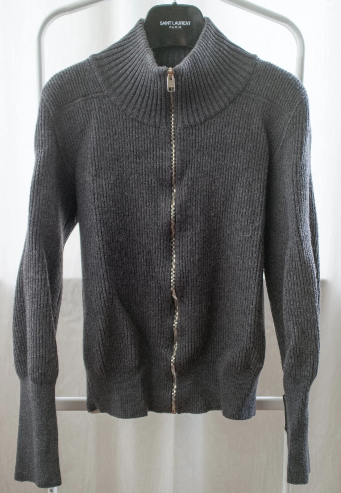 Dior — DIOR HOMME AW07 ‘NAVIGATE’ Grey Wool Zip Jumper Cardigan M Hedi Slimane Rare