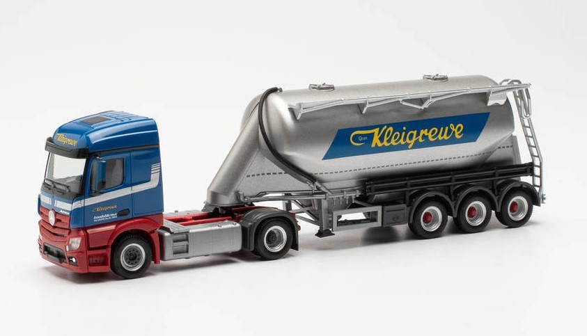 Camion Herpa Mercedes Actros Streamspace remorque citerne Kleigre pour diorama HO 1/87