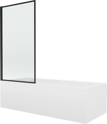 Mexen Vega Rechteckwanne 150x70 cm mit Duschwand, Schwarz Design