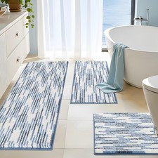 BSICPRO Bathroom Rugs Sets 3 Piece, Non-Slip Chenille Toilet Rugs with TPR Ba...