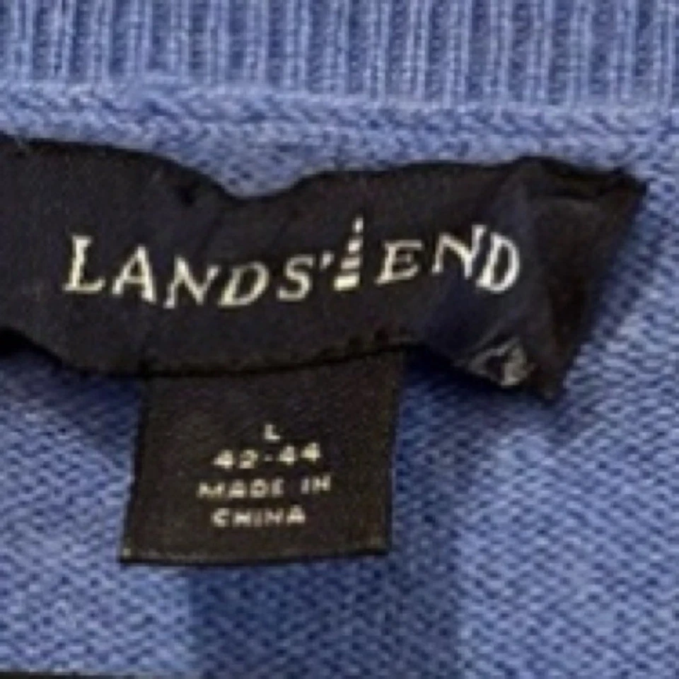 Chaleco Suéter Lands' End 100% Cachemira Azul Para Hombre Talla L Silencioso Lujo Foto 2 de 4