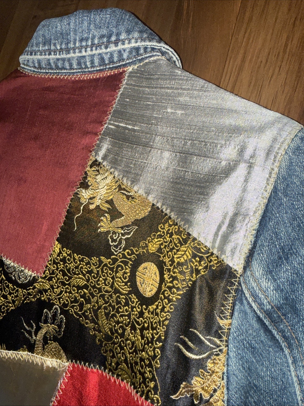 GAP Dragoncore Patchwork Denim Jacket Women Sz M … - image 5