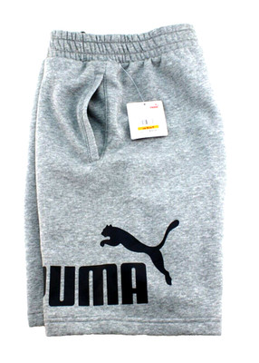 New PUMA Size Small Gray / Black Logo 2-Pocket Drawstring Men's Sweat Shorts