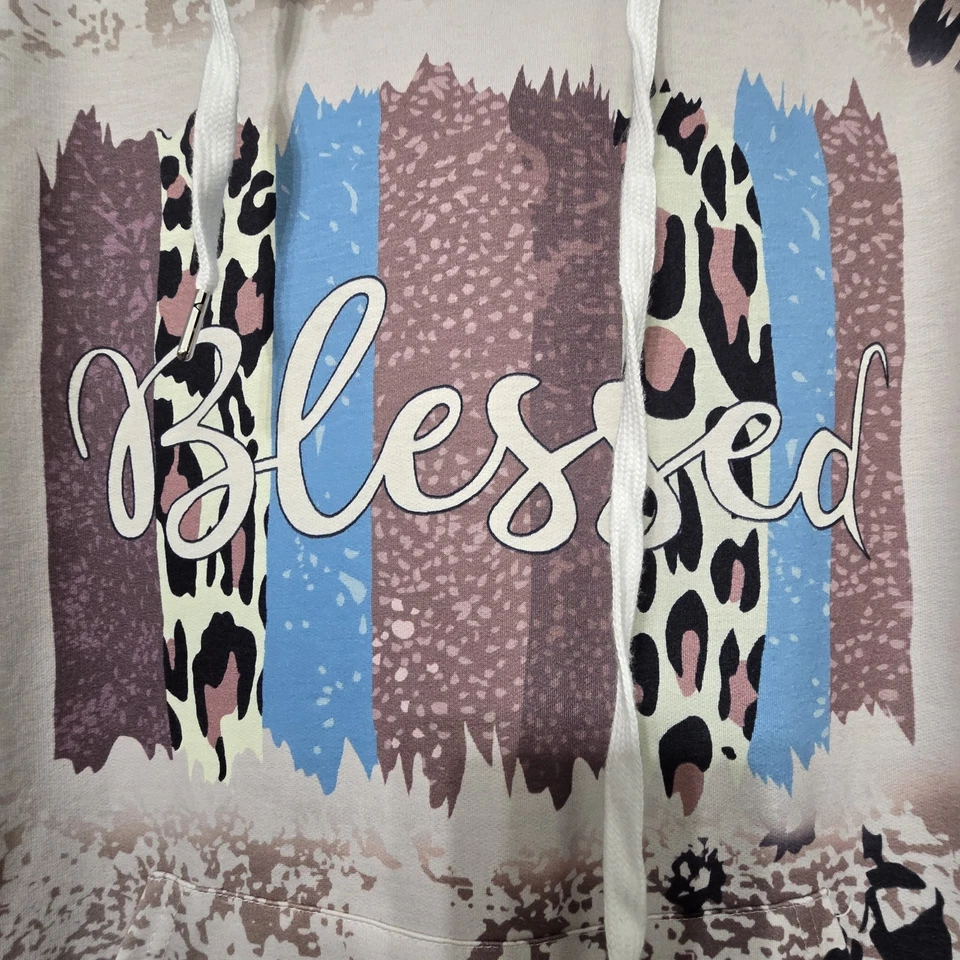 Blessed Leopard Print Hoodie 1XL Women’s Pullover Sweatshirt 95/5 Poly Spandex - Image 4 of 4