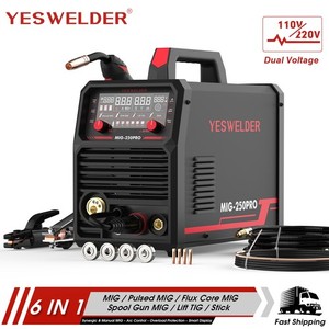 YESWELDER 250A MIG Welder Pulse MIG/Spool Gun/Lift TIG/Stick 6 in 1 DualV