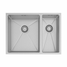 Stainless Steel Kitchen Sink Deep Undermount 1.5 Bowl Strainer Waste 590x440mm