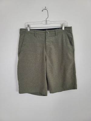 Volcom Men Activewear Shorts Size 31 Green Surf & Turf Logo Zipper Stretch Beach