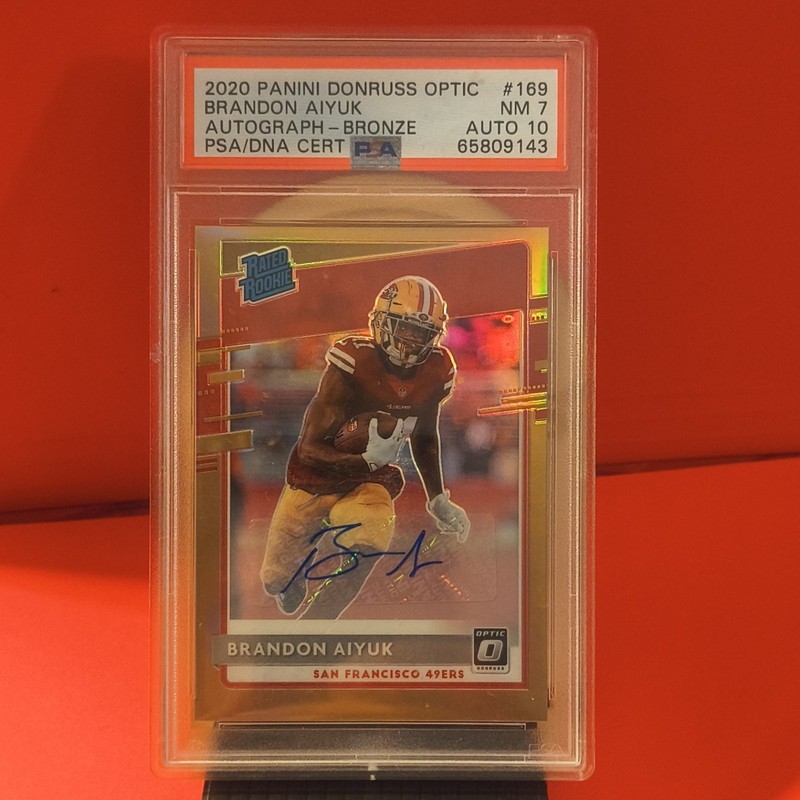 2020 Panini Donruss Optic Brandon Aiyuk Rated Rookie #169 Bronze Auto PSA 7/10