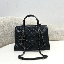Chanel Black Caviar Leather Handbag Silver Hardware Quilted Shoulder Crossbody