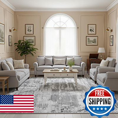 HOMORE Living Room Rug 5x7 Grey Area Rugs, Non Slip Washable Rugs for Bedroom Di