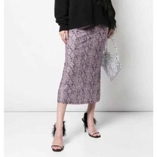 Cinq Sept Olympia Snakeskin Print Midi Slip Skirt Sea Fog Medium Edgy Femme