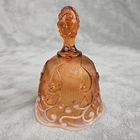 Vintage Fenton Lily of the Valley Amber Glass Opalescent Rim Bell 5" Tall