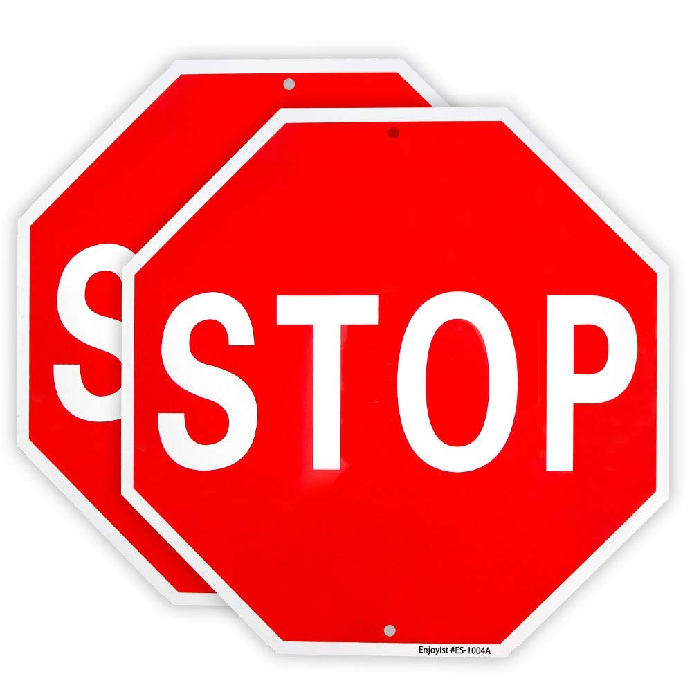 Enjoyist 2 Pack Stop Sign 12"x 12" 40 Mil Rust Free Aluminum – x 12", red