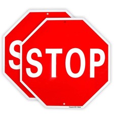 Enjoyist 2 Pack Stop Sign 12"x 12" 40 Mil Rust Free Aluminum – x 12", red