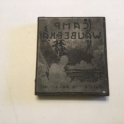 1925 Camp Waubeeka printer block first year of camp Bronx Valley RARE 