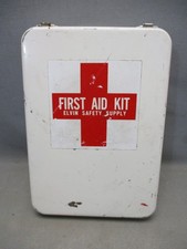 Vintage First Aid Kit Metal Wall Mount Carry ...