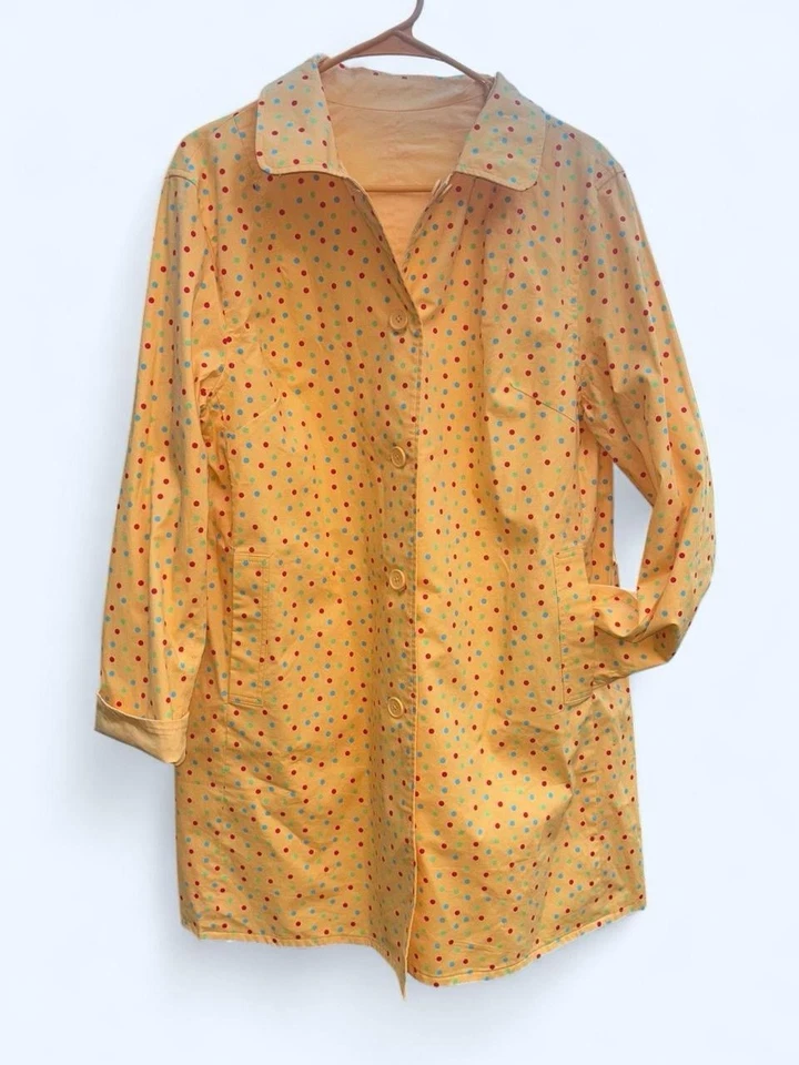 Chaqueta plumero reversible retro Coldwater Creek amarilla y lunares talla PM Foto 2 de 4