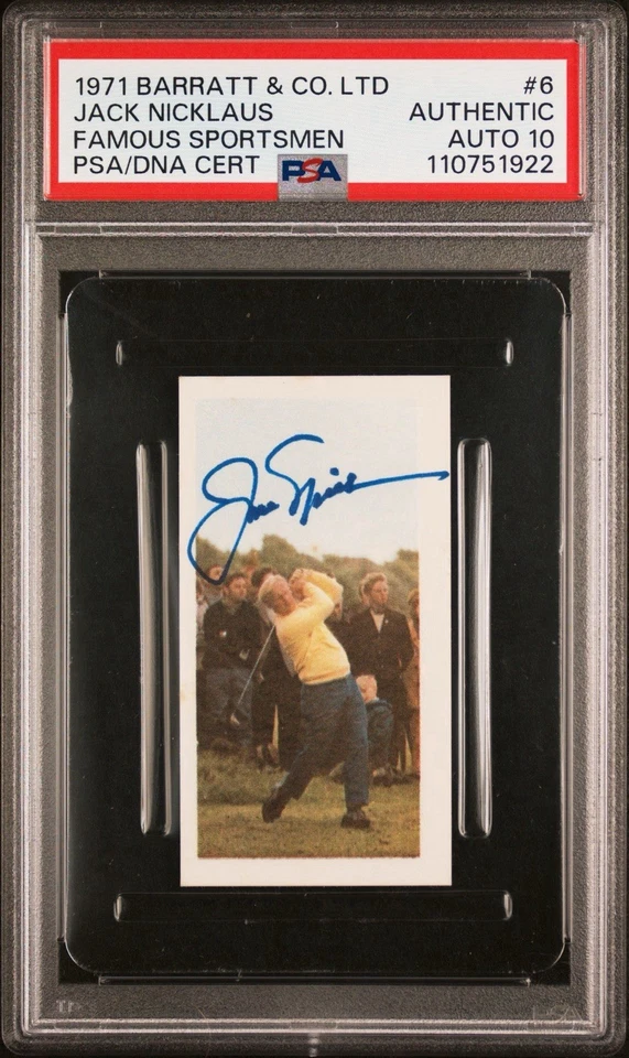 1971 Barratt & Co. LTD #6 Jack Nicklaus Famous Sportsmen Rookie PSA AUTO 10 RC - Image 2 of 3