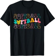 Groovy Love Heart Softball Player Funny Softball Baseball T-Shirt