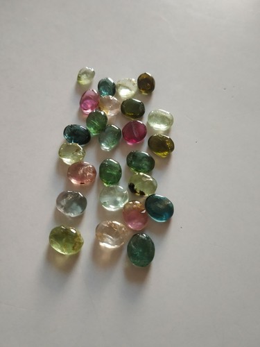 Tourmaline Oval Smooth Multi Color Beads 25 Piece 14 Cts App. Natural Gemstone - Picture 5 of 6