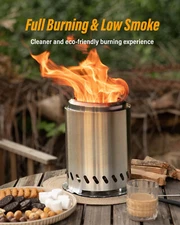 Tabletop Fire Pit 9.7 x 7.1 Inches, Fueled by Firewood and 2 Mini Sticks, Silver