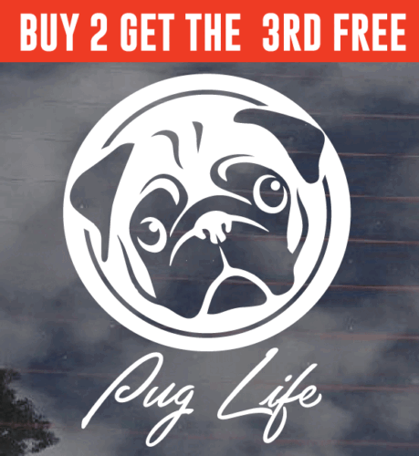 Pug Life Dog window sticker decal in white popular - Picture 1 of 1