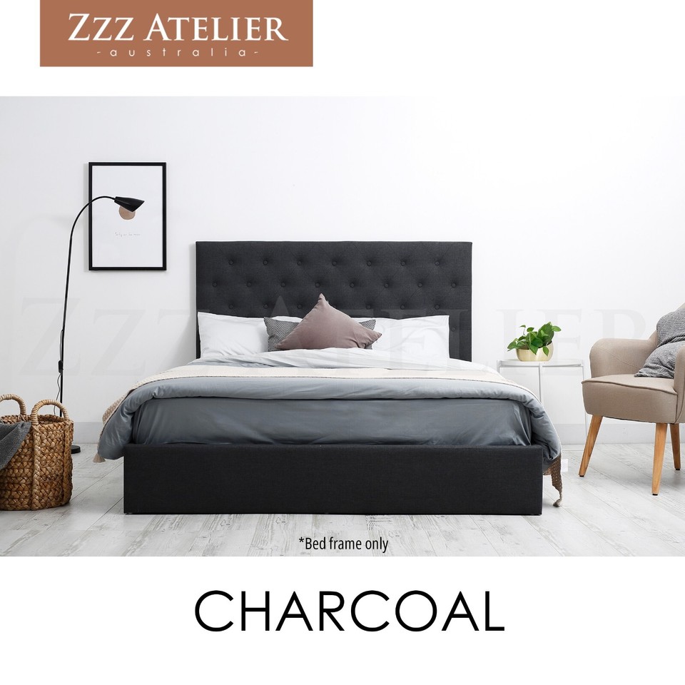 *NEW* Zzz Atelier SUTTON GAS LIFT Fabric Bed Frame Queen King Double Single eBay