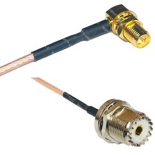 RG316 RP-SMA FEMALE ANGLE to UHF Female BULKHEAD RF Cable Rapid-SHIP LOT
