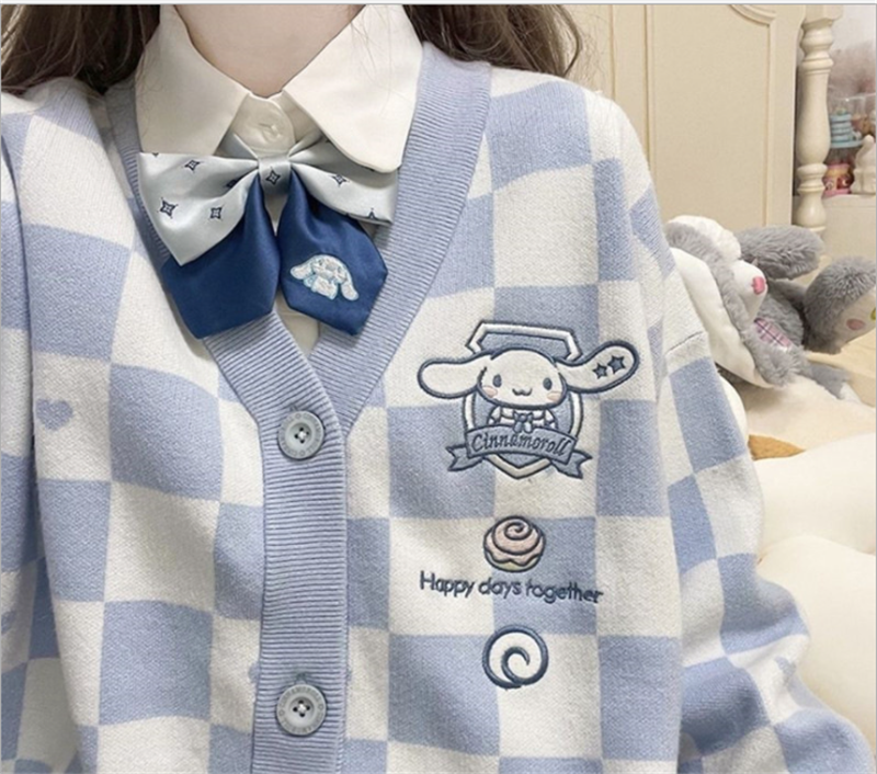 Cute Sanrio Cinnamoroll Melody Kuromi Pom Pom Purin Loose Cardigan Tops Sweater eBay