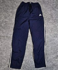 VTG Adidas Track Warm Up Pants Men's M Blue White Lined Zip Ankles 90's