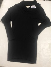 Arden B Sweater Dress Size M Black Cow Neck Long Sleeves 4457