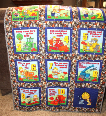 New Bob the Builder Baby Crib Stroller Quilt 35x45'' Boy Nursery Numbers