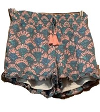 Justice Shorts Girls Size 14/16 Shorts Ruffle On Bottom Green/ Pink E730
