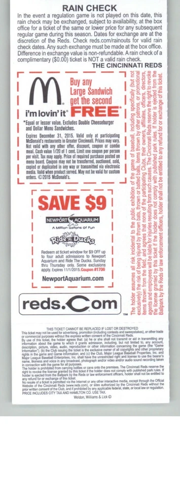 Boleto completo de los Gigantes de San Francisco vs Rojos de Cincinnati 15/05/2015 - Johnny Cueto Foto 2 de 2