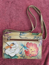 Cartera Hombre Cremallera Piel Anuschka Cartera Con RFID - Colección Wanderlust - Tejido De Nailon Estampado Con Ribete